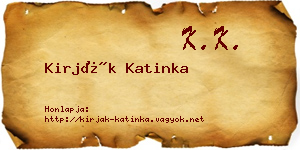Kirják Katinka névjegykártya